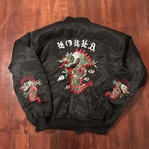 Vintage Dragon Embroidered Bomber Style Jacket